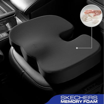 Skechers Memory Foam Car Seat Covers and Seat Cushion,Air Cool Mesh Thick Seat Covers, Two Front car seat Protector, Airbag Compatible, Automotive Comfort Protection for Most Cars, Vans, Trucks, Black