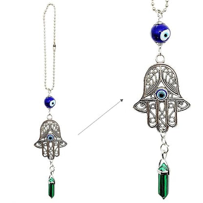 LUCKBOOSTIUM Hand Protection Amulet Evil Eye Car Rearview Mirror Hanging Ornament Charms Accessories Good Luck Charms - (2"x11" Malachite Green) - color: Malachite Green