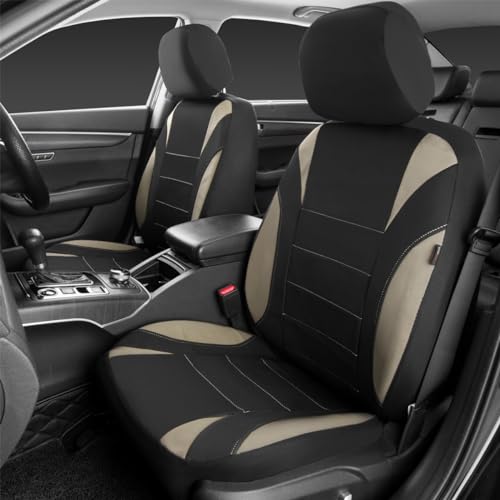 CAR PASS Neoprene EVA Waterproof car seat Covers Front Seats Only, Universal fit for SUV Vehicles Automotive with 5mm Composite EVA Inside,Airbag Compatible (Two Seats 6PCS, Black and Beige) - color: Black and Beige