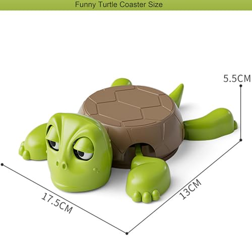 JOD® Turtle Cup Holder,Turtle Coaster with Funny Expression, Cup Holder with Liftable Limbs & Expressive Face for Turtles,Tortoise Lover Gag Gifts Home Decor(Light Green)