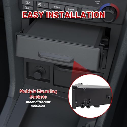 RED WOLF Car Stereo Radio Storage Box for Toyota, Single DIN Storage Pocket Stereo Blanking Plate Holder Drawer Kit Universal for Toyota Vehicles