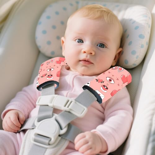 Kid's Seat Belt Cover Pad,Soft Shoulder Seatbelt Covers for Kid,Cute Toddler Seat Cushion (Love) - color: Love