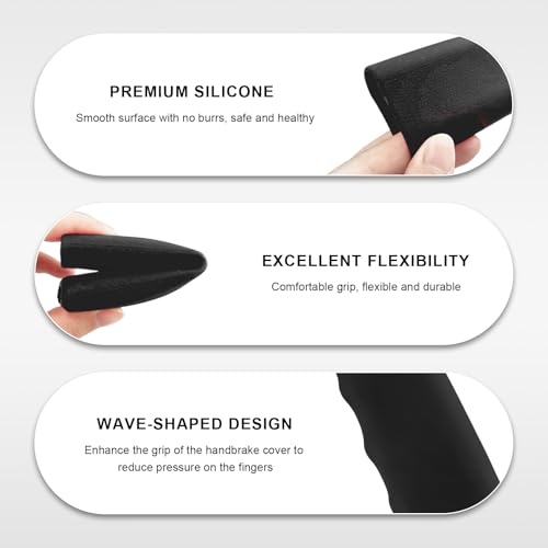 Car Handbrake Cover, Waved Shaped Auto Hand Brake Protector Comfortable Handle Grip Cover, Anti-Slip Silicone Parking Brake Lever Protector Decorative Sleeve for Most Cars (Black)
