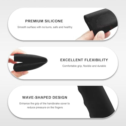 Car Handbrake Cover, Waved Shaped Auto Hand Brake Protector Comfortable Handle Grip Cover, Anti-Slip Silicone Parking Brake Lever Protector Decorative Sleeve for Most Cars (Black)