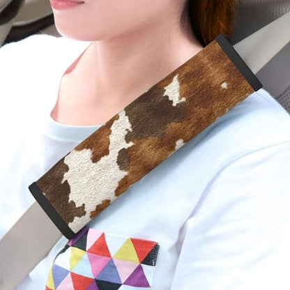 Western Cow Print Steering Wheel Cover Elastic Non-Slip Car Steering Wheel Covers with Seat Belt Shoulder Pad for Women Men - color: Western Cow Print