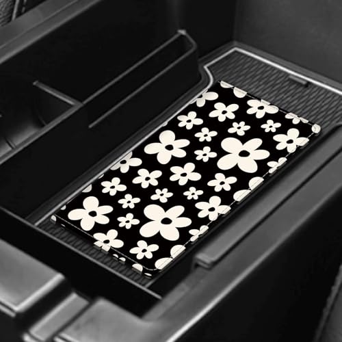 Leather Car Registration and Insurance Card Holder, Cute Car Accessories Vehicle Glove Box Car Organizer for Documents, Cards, License Black White Flowers - color: Black White Flowers