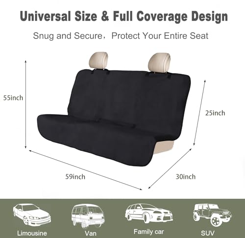 Waterproof Backseat Cover for Car Trucks Van SUV Jeep,Rear Bench Towel Seat Covers,(Black) - color: Black