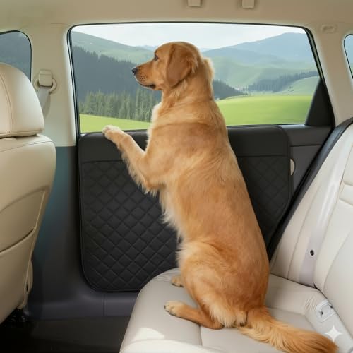 Dog Car Door Protector, 20% Larger Coverage Vehicle Door Cover,Car Door Guard Mat, Pet Door Panel Protector for SUVs Pickup Trucks, Protects Doors from Dog Scratching (Black) - color: Black