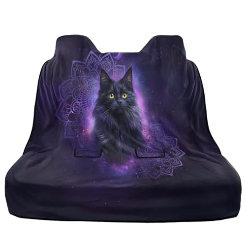 Boho Mandala Cat Galaxy Print Car Seat Covers for Back Seat Cover, Waterproof Rear Bench Towel Seat Covers Heavy Duty Non Slip Back Seat Cover for Dogs - color: Boho Mandala Cat Galaxy