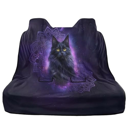 Boho Mandala Cat Galaxy Print Car Seat Covers for Back Seat Cover, Waterproof Rear Bench Towel Seat Covers Heavy Duty Non Slip Back Seat Cover for Dogs - color: Boho Mandala Cat Galaxy
