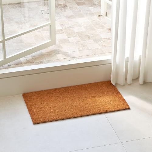Coco Coir Door Mat with Heavy Duty Backing, Welcome Doormat (17" x 30"), Doormat Entrance (Plain - 1Pack)