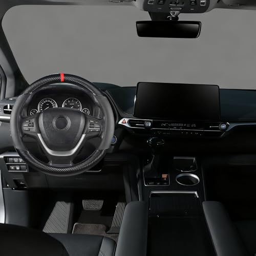 Customized Auto Car Steering Wheel Cover for Honda Civic, CR-Z, Insight, S2000, Small Size 14" - 14.25" Outer Diameter, Carbon Fiber, Black - color: Black, size: Small size[14"-14.25"]