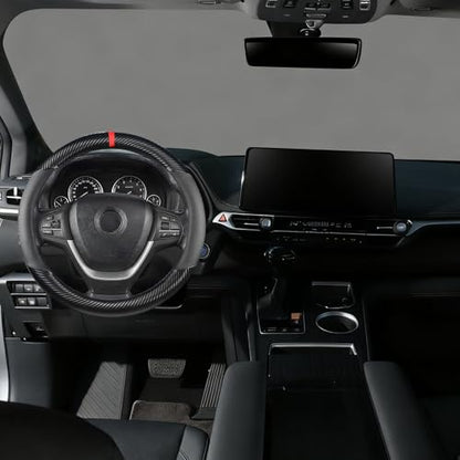 Customized Auto Car Steering Wheel Cover for Honda Civic, CR-Z, Insight, S2000, Small Size 14" - 14.25" Outer Diameter, Carbon Fiber, Black - color: Black, size: Small size[14"-14.25"]
