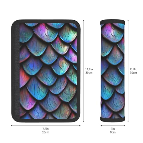 Seat Belt Cover Pads Iridescent Dragon Scales Car Seat Belt Covers for Women Men Adults Kids Soft Comfortable Auto Seatbelt Cushion Shoulder Strap Pad Handle Wraps, 1 Pair - color: Iridescent Dragon Scales
