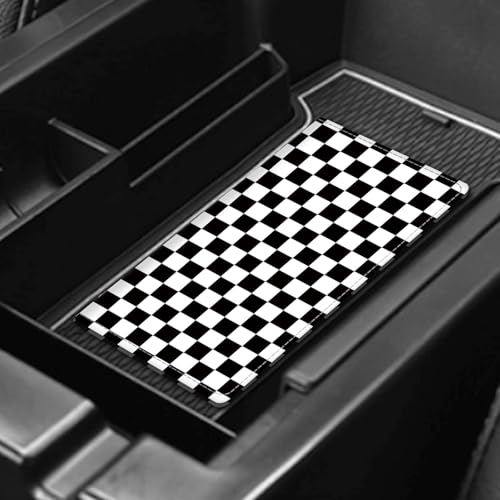Leather Car Registration and Insurance Card Holder, Cute Car Accessories Vehicle Glove Box Car Organizer for Documents, Cards, License Black White Checkerboard