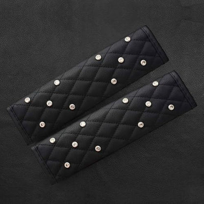2Pack Bling Car Seatbelt Strap Covers & 1Pack Gear Shift Cover & 1Pack Handbrake Cover for Women Girls - Crystal Rhinestone Velvet Shoulder Pad Protector - Diamond Shine Safety Shoulder Pad - color: B-Diamond 4