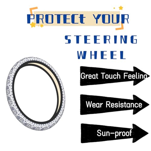 Steering Wheel Cover Accessories Neoprene Cover Non-Slip Breathable Easy to Install Suitable for Women Men Girls for Car SUV Van Truck Universal 14.5-15.5 Inch Blue Elephant - color: Blue Elephant