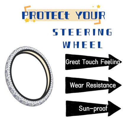 Steering Wheel Cover Accessories Neoprene Cover Non-Slip Breathable Easy to Install Suitable for Women Men Girls for Car SUV Van Truck Universal 14.5-15.5 Inch Blue Elephant - color: Blue Elephant