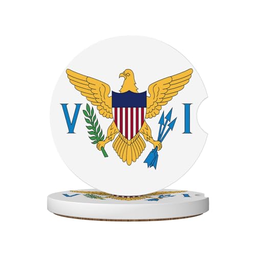 American Virgin Islands Flags Eagle Car Coasters for Cup Holders 2 Pack Universal Anti Slip Car Cup Holder Coasters 2.56 Inch Absorbent Ceramic Drink Mat Auto Interior Accessories for Women Men - color: Red