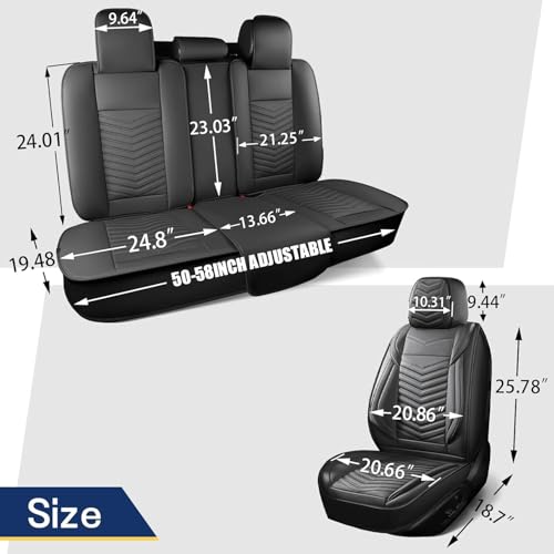 HChengkikz Car Seat Covers, Breathable and Waterproof Faux Leather Automotive Seat Covers, Universal Anti-Slip Driver Seat Cover for Cars SUV Pick-up Truck Sedan (5 PCS Full Set, Black + Blue) - color: Style1 Black+Blue, size: Full Seat