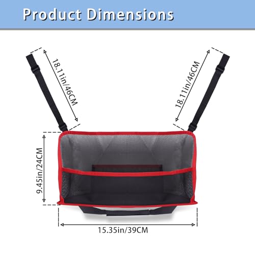 Car Storage Bag, Auto Net Pocket Handbag Holder, Driver Storage Netting Pouch for Document Phone Tissue Purse Storage, Organizer Mesh Bag Between Two Seats, Backseat Pets Barrier, Red