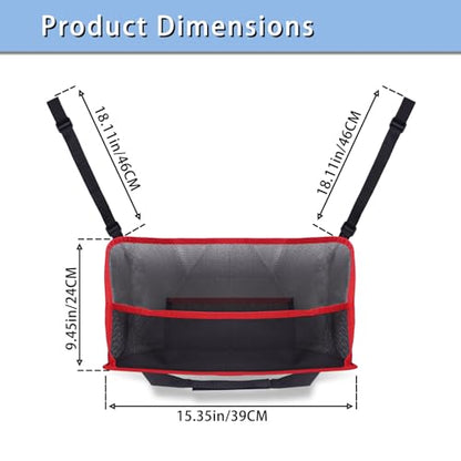 Car Storage Bag, Auto Net Pocket Handbag Holder, Driver Storage Netting Pouch for Document Phone Tissue Purse Storage, Organizer Mesh Bag Between Two Seats, Backseat Pets Barrier, Red
