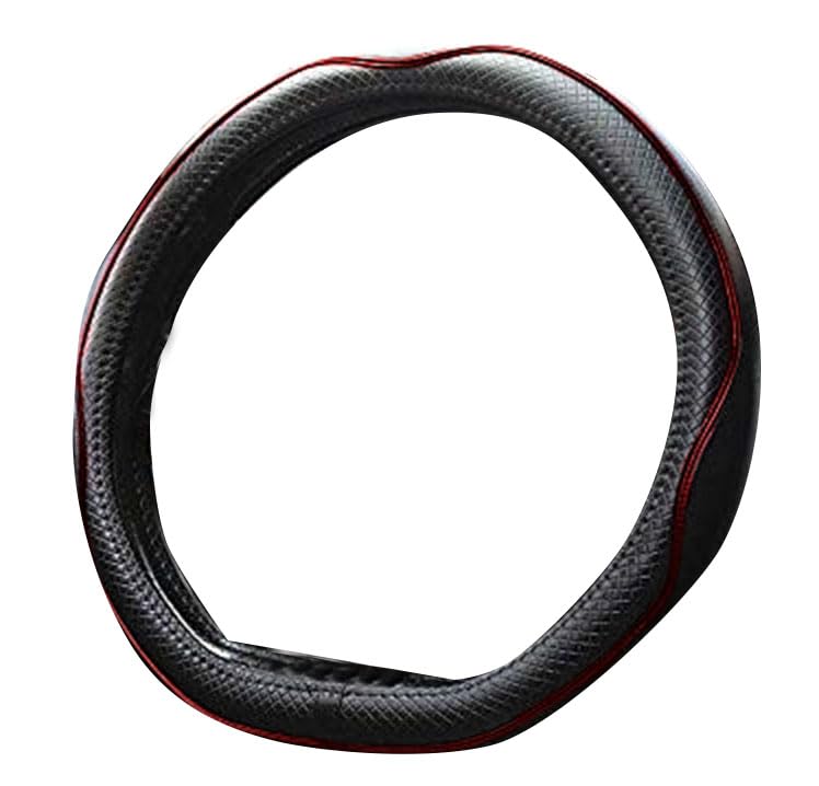 Mayco Bell Flat Bottom Steering Wheel Cover Anti-Slip,Safety,Soft,Breathable,Durable,Full Surround,Comfortable Grip Microfiber Leather (D-Shape,Black Red) - color: Black Red, size: D Shape