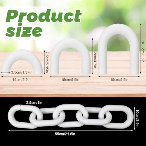 Yerliker 2 Pack Wood Chain Link and Arch Decor White Wooden Shelf Decor for Shelves, Coffee Table Sculpture, Bookshelf Accessories, Entryway Table Decorations