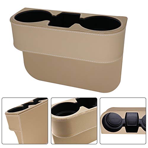 Car Seat Organizer Cup Drink Holders Multi Functional Gap Filler Storage Box Insert Organization Helps Reduce Distracted Driving&Holds Phone Mount Mug Bottle Cellphone (PUBD-Beige) - color: PUBD-Beige