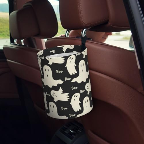 Ghost Pattern Car Trash Can Small Portable Car Garbage Bag for Back Front Seat RV's Camping Accessories - color: Ghost Pattern