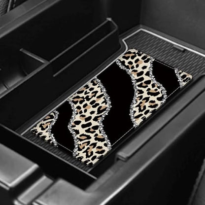 Leather Car Registration and Insurance Card Holder, Cute Car Accessories Vehicle Glove Box Car Organizer for Documents, Cards, License Shining Leopard Pattern - color: Shining Leopard Pattern