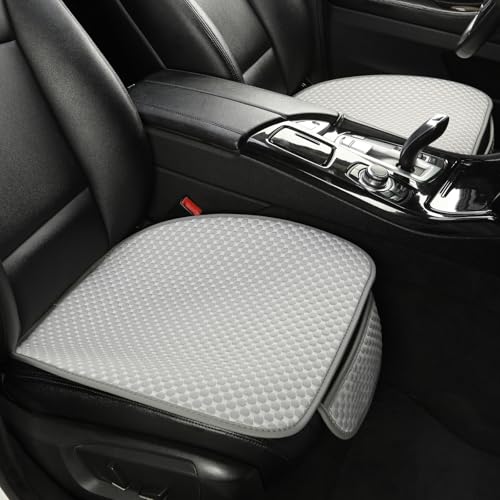 Ice Silk Front Car Seat Cover Protector Anti-Slip Bottom Seat Cover Fits 95% of Vehicles,Wrapping Around The Bottom,(Gray-2Pcs)