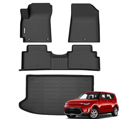 Wailtnb-for Kia Soul 2020-2025 2026 (Not EV) Floor Mat Cargo Liner All Weather Floor Liner Car Mat for Kia Soul Custom Fit Automotive Full Set Accessories 2025 - style: 15|For Soul|2020-2026|Set
