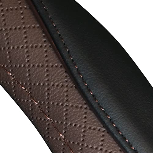 Gomass Car Steering Wheel Cover, Anti-Slip, Safety, Soft, Breathable, Heavy Duty, Thick, Full Surround, Sports Style (Black Brown) - color: Black And Brown