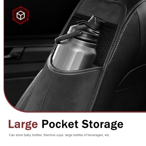 Car Hanging Tissue Holder, Strap-On Non-Slip Front and Back Seat Side Organizer with Mesh Net, Waterproof Leather Space Saving Car Cup Holder, Universal for Most Cars (Black) - color: Black