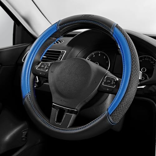 Skechers Air-Cooled Steering Wheel Cover,Air Cool Mesh Leather Car Steering Wheel Cover Universal Fit 14" 1/2-15" Car Wheel Protector for Men Women Fit Suvs,Vans,Sedans,Car,Trucks,Blue - color: BLue
