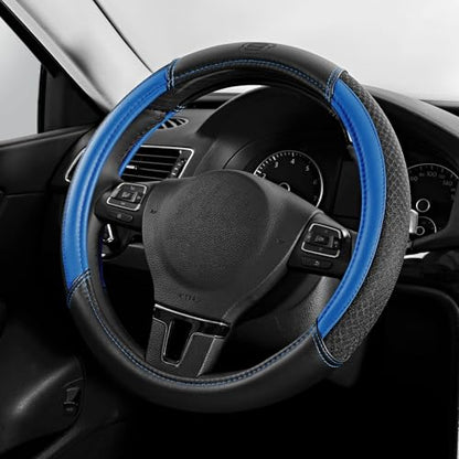 Skechers Air-Cooled Steering Wheel Cover,Air Cool Mesh Leather Car Steering Wheel Cover Universal Fit 14" 1/2-15" Car Wheel Protector for Men Women Fit Suvs,Vans,Sedans,Car,Trucks,Blue - color: BLue