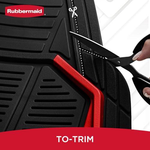 Rubbermaid Car Mat Full Set All-Weather Heavy-Duty 4 Pieces– Trim-to-Fit Universal Car Mats Full Set – Waterproof Rubber Floor Liners for Most Trucks, SUVs, Vans, and Sedans-Red - color: Red