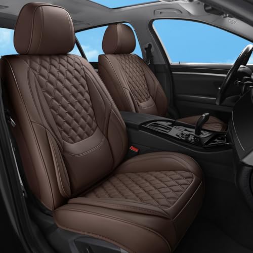 Car Seat Covers Full Set Brown,Luxury Faux Leather Car Seat Covers Waterproof Non-Slip Seat Protector Universal Fit for Most Cars SUVs Trucks Pick-ups, Car Accessories Interior(Brown-Full Set) - color: Brown-Full Set