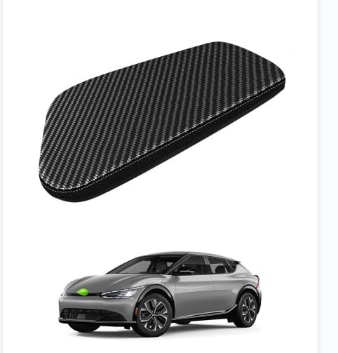 Autorder Center Console Cover for Kia EV6 2022-2026 Accessories Carbon Fiber Armrest Cover Anti-Scratch Middle Console Pad Leather Armrest Protector - size: 2022-2026 Kia EV6