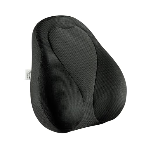 Mount-It! Office Chair Cushion, Lumbar Support Pillow for Office Chair, Back Support for Work, Office, Gaming with Memory Foam Filling for Back Pain Relief, Improve Posture, Black with Washable Cover