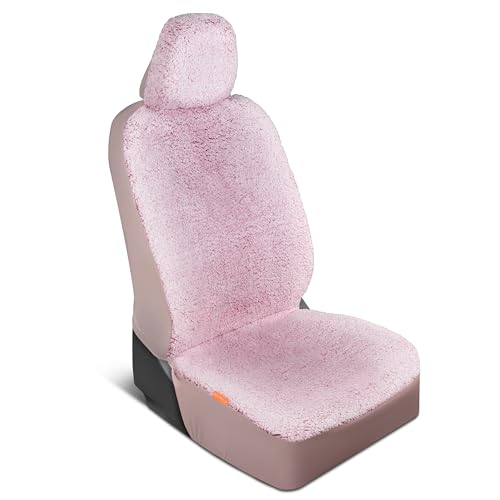 Carbella Plush Sherpa Fleece Car Seat Cover, 1 Piece Pink Seat Cover for Cars with Soft Cushioned Touch, Cute Automotive Interior Protector for Trucks Van SUV, Car Accessories for Women - color: Pink Fleece 1 Piece