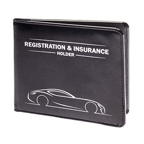 CANOPUS Car Registration & Insurance Holder with Magnetic Closure, Vehicle Document Organizer, Auto Glove Box Wallet, Includes 2 EZ Pass Strip Sets – Car - color: Black, size: Car