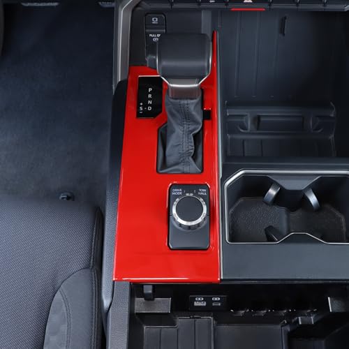 Aunginsy Central Control Gear Shift Panel Trim Cover Compatible with Toyota Tundra/Sequoia 2022-2025 Car Gear Shifter Console Anti-Scratch Panel Frame Decorative Sticker Protection ABS Accessories - color: Red, size: Without 4WD
