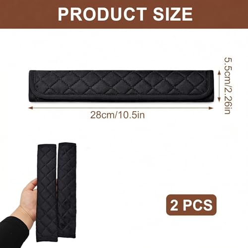 2pcs 10.5 Inch Extra Long Car Seat Belt Covers, Soft and Comfortable Harness Pad for Adults and Kids, Long-Lasting Fabric Material Easy to Install Universal Fit for Cars Trucks SUV (Black) - size: 10.5in, 2pcs