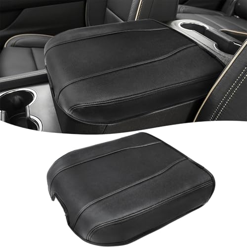 Center Console Armrest Cover for Chevy Silverado & GMC Sierra 2019-2026, Yukon & Tahoe & Suburban 2021-2026, Floor Console Bucket Seat Only, Vinyl Middle Console Cover, Scratchproof, Black - color: Black Full Cover