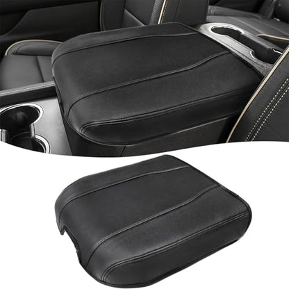 Center Console Armrest Cover for Chevy Silverado & GMC Sierra 2019-2026, Yukon & Tahoe & Suburban 2021-2026, Floor Console Bucket Seat Only, Vinyl Middle Console Cover, Scratchproof, Black - color: Black Full Cover