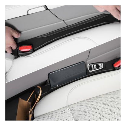 2PCS Car Seat Gap Filler Organizer,3 in 1 Car Seat Side Gap Filler with Hook for Avoiding Dropped Items,Universal No Drop Seats Guard for Filling Gaps 1.37-1.49 Inch Wide (Black) - color: Permium Black