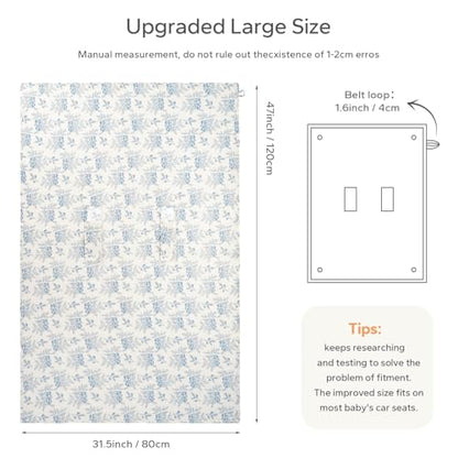 SERAPHY 2-in-1 Muslin Baby Car Seat Cover & Nursing Cover, Soft Lightweight Breastfeeding Cover for Boys and Girls,Breathable Canopy for Infant Carseat & Stroller for Summer—Blueberrie - color: blueberries