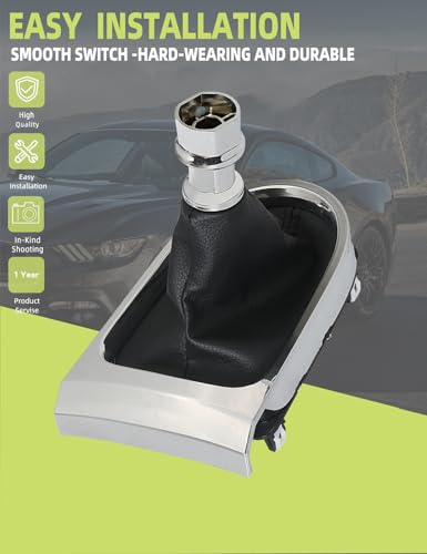 NEW Manual Gear Shift Boot Chrome Trim Compatible With 2015-2017 (After the mid-year update in 2015) Ford Mustang NEW 6 Speed Manual Transmission Accessories Parts Replaces GR3Z7277AA GR3Z-7277-AA